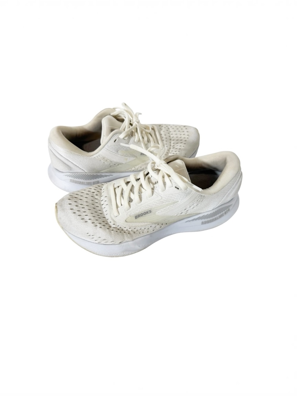 Brooks Adrenaline GTS 24 Womens White Oyster Alloy Athletic Sneaker Size 7.5
